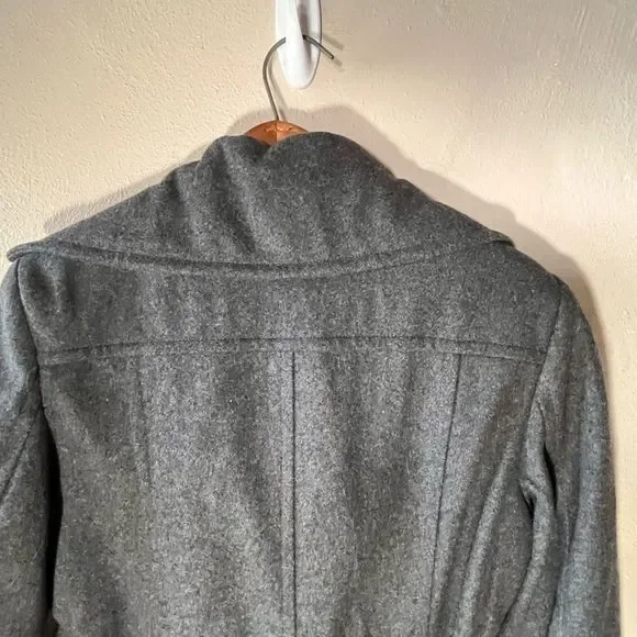 Giacca Wool Blend coat Belted Short Driving  StyleTrench Charcoal Gray size M - Picture 5 of 11